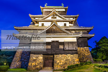 Matsue, Japan at the castle. The castle has one of the few original castle keeps in the country.