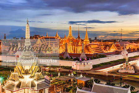 Bangkok, Thailand at the Temple of the Emerald Buddha and Grand Palace.