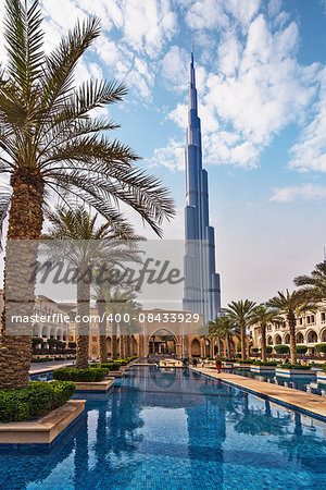 Burj Khalifa Building on a sunny day in Dubai, UAE, Middle East