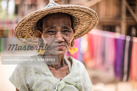 Tattooed woman of a Chin Tribe Village, Chin State, Myanmar (Burma), Asia