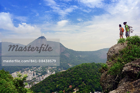 Hikers on the Morro dos Cabritos, Copacabana, Rio de Janeiro, Brazil, South America