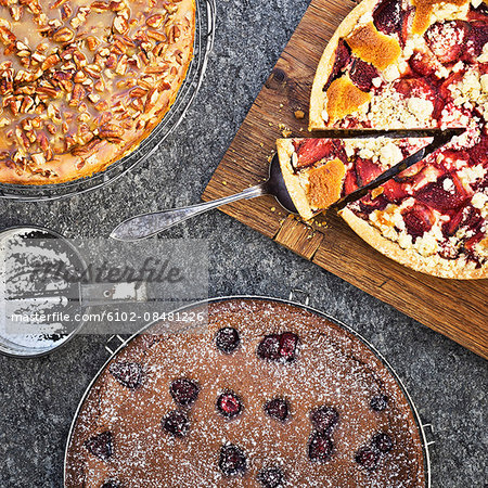 Variety of baked cakes Variety of baked cakes