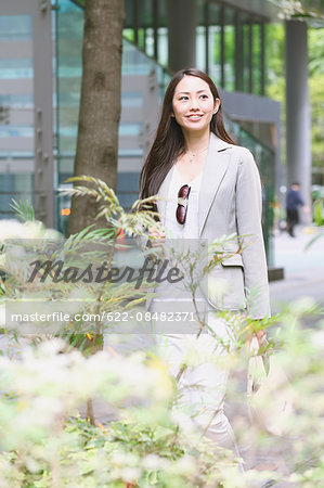 Japanese attractive businesswoman in downtown Tokyo