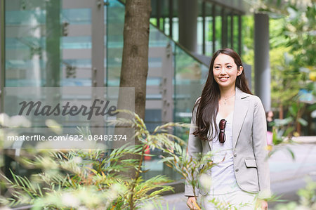 Japanese attractive businesswoman in downtown Tokyo