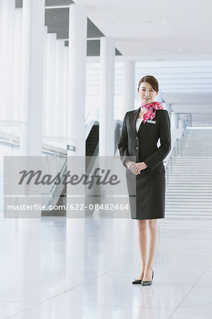 Japanese attractive flight attendant at the airport