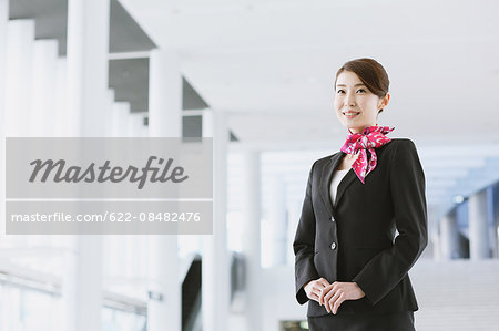 Japanese attractive flight attendant at the airport