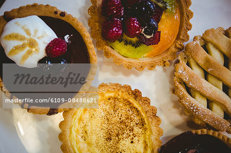Close up view of pies at the bakery