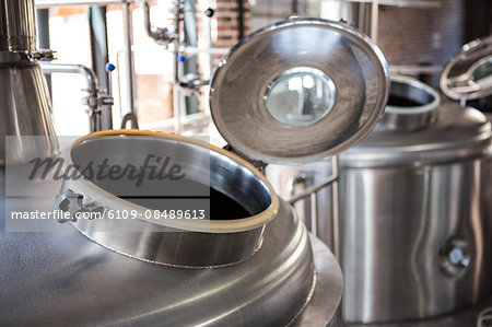 Large vats of beer at the local brewery