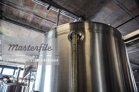 Large vats of beer at the local brewery