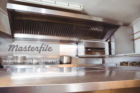 Chrome counter with copy space in commercial kitchen Chrome counter with copy space in commercial kitchen