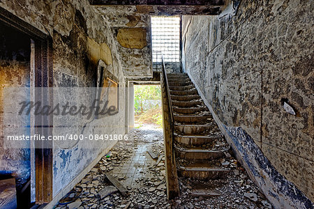 Old abandoned ruin factory damage building inside