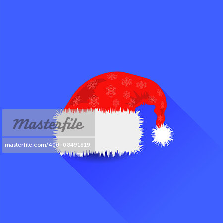 Christmas Santa Hat Isolated on Blue Background
