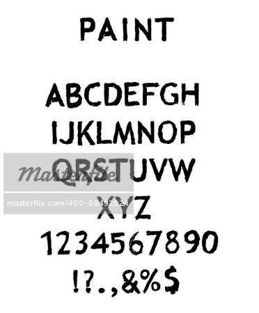 Vector alphabet with numbers on white background