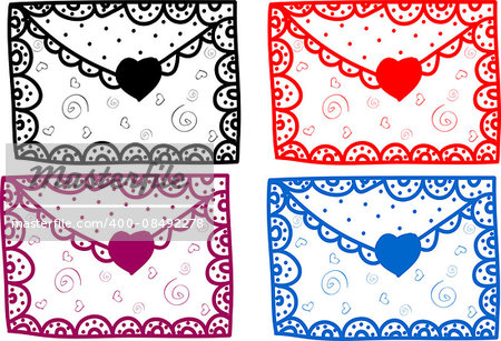 Set of love Valentine message art illustration cute