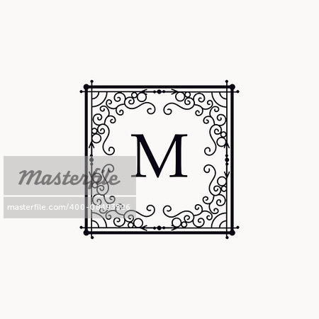 Monogram luxury logo template with elegant ornament elements. Luxury elegant design for cafe, restaurant, boutique, hotel, shop, jewelry.