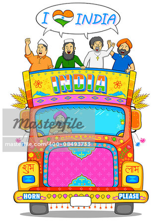 illustration of people of different religion showing Unity in Diversity of India