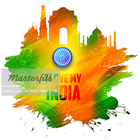 illustration of abstract Indian background with historical monument