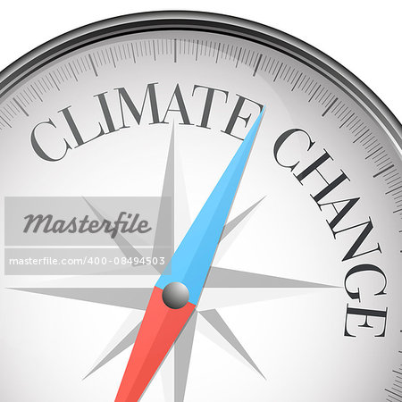 detailed illustration of a compass with Climate Change text, eps10 vector