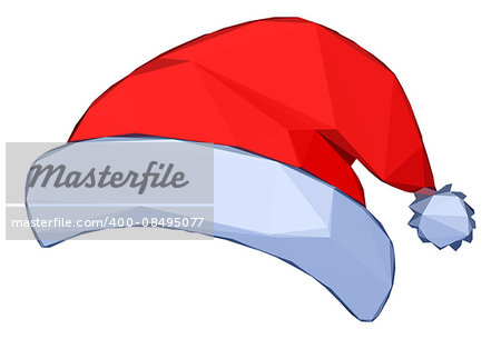 Christmas Cartoon, Santa Claus Red Hat Isolated on White Background.