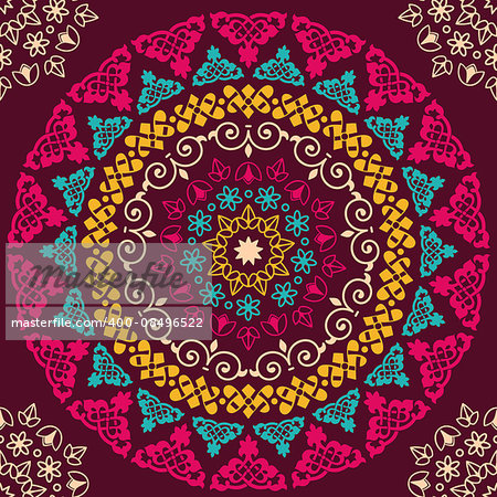 Seamless pattern. Vintage decorative elements. Hand drawn decor background. Islam, Arabic, Indian, ottoman motifs. Perfect for printing on fabric or paper