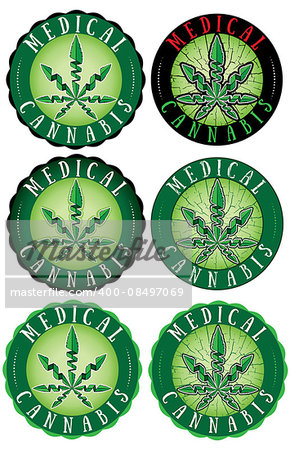 Medical cannabis leaf background design green stamps