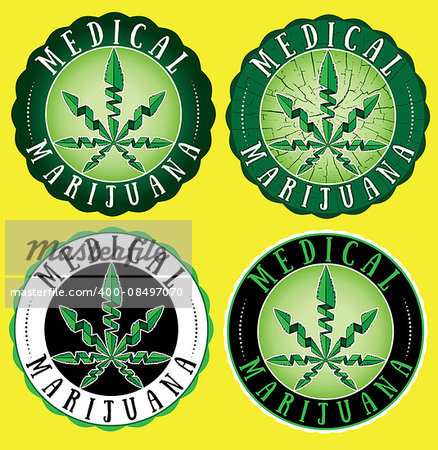 Medical cannabis leaf background design green stamps