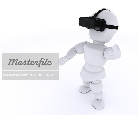 3D Render of Man with VR Headset