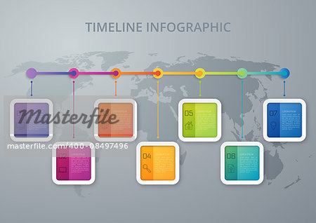 Vector illustration infographic timeline of seven options.