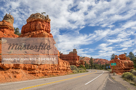 Road through Red Canyon in Utah, USA