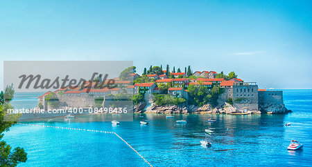 Sveti Stefan hotel island landscape in Montenegro