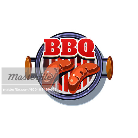 BBQ  Sticker. Bright Vector Illustration isolated on white Background