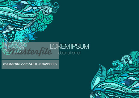 Bright abstract floral background with doodle ornament. Vector illustration