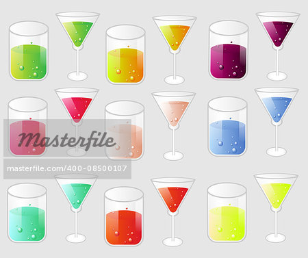 glasses with alcoholic and soft drinks vector