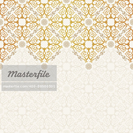 Vector seamless pattern with art ornament. Vintage elements for design in Victorian style. Ornamental lace tracery background. Ornate floral decor for wallpaper. Endless texture