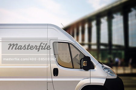 Truck for delivery with bridge on background