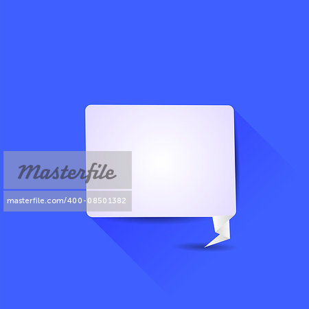 Speech Bubble Isolated on Blue Background. Long Shadow
