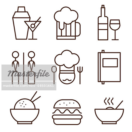 Restaurant icons set vector illustration simple style