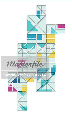 Vector abstract flat geometric background of squares and lines in bright colors