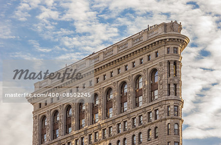 Side view of the Flatiron Building in New York City, USA
