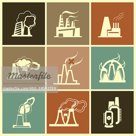 Industrial Factory Icons - Vector Set