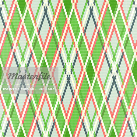 Seamless rhombic vector colorful pattern mainly in green, pink and other light warm colors