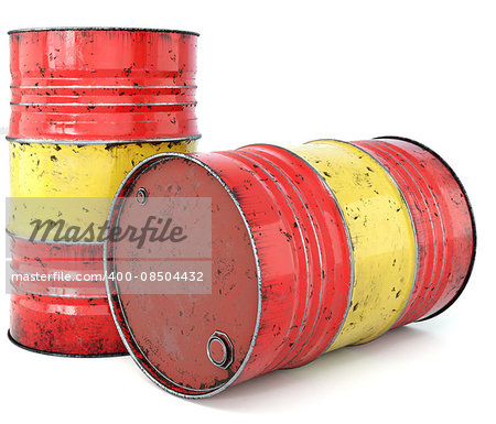 A rusted oil barrel isolated on a white background