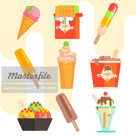 Ice Cream Vector Illustrations Set flat design