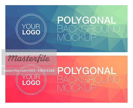 Horizontal colorful vibrant modern polygonal banner mock ups
