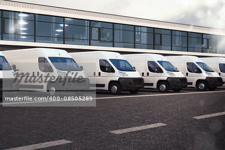 Line of trucks parked on the road