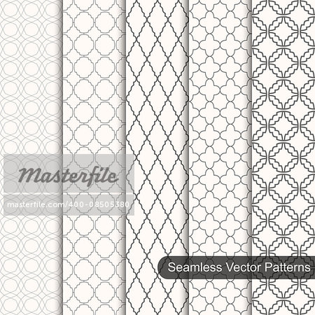 Set of vector ornament seamless patterns. Vintage backgrounds.