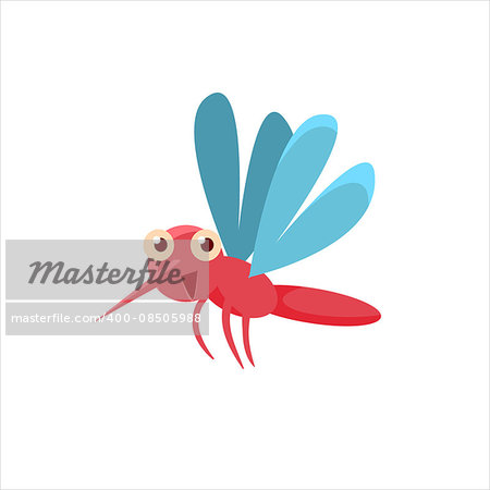 Mosquito Mid-air Childish Character Isolated Flat Colorful Vector Icon On White Background