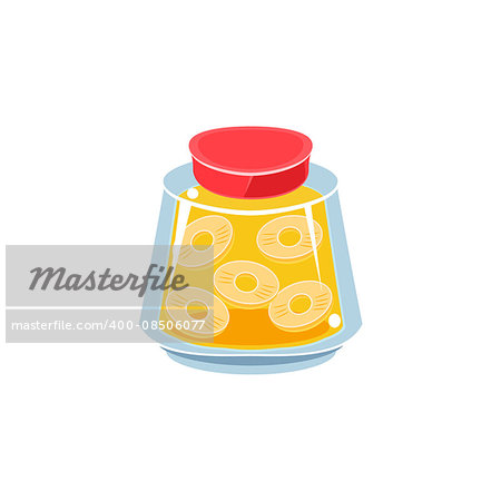 Pinapple Jam  In Transparent Jar Isolated Flat Vector Icon On White Backgroung In Simplified Manner