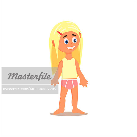 Little Girl In Underwear Flat Isolated Vector Image In Cartoon Style On White Background