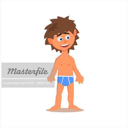 Little Boy In Underwear Flat Isolated Vector Image In Cartoon Style On White Background